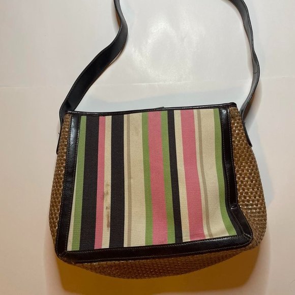 Adorable Vintage Relic Pastel and Brown Leather Purse - Picture 3 of 4